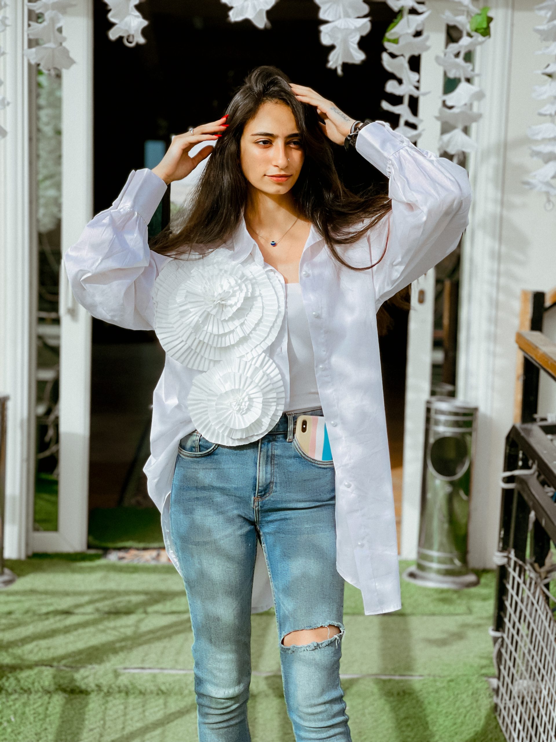 Flowery white shirt