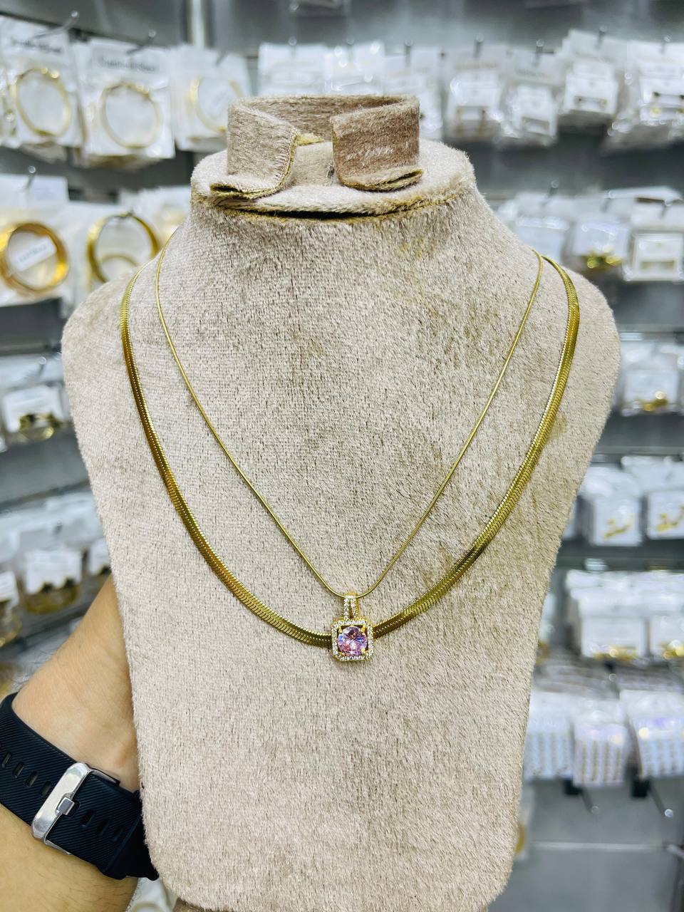 Two-Layer Stainless Steel Necklace Set – Gold Plated